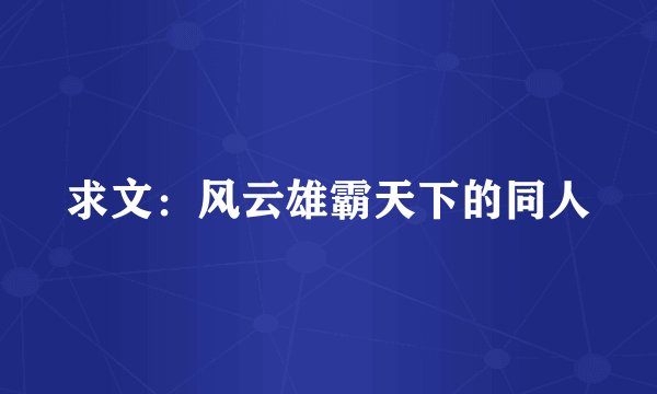 求文：风云雄霸天下的同人