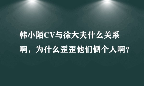 韩小陌CV与徐大夫什么关系啊，为什么歪歪他们俩个人啊？
