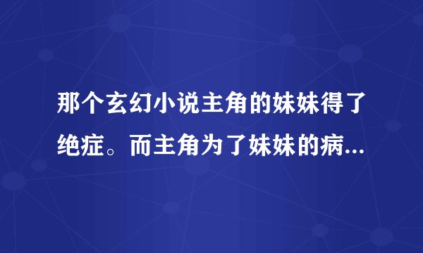 那个玄幻小说主角的妹妹得了绝症。而主角为了妹妹的病加入佣兵团到处找高级药材。有帝级皇级药