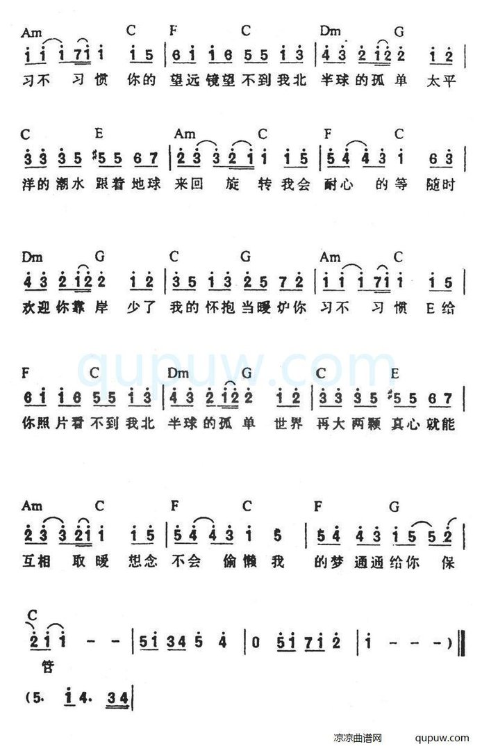 谁有《孤单北半球》的简谱