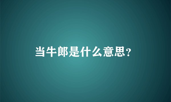 当牛郎是什么意思？