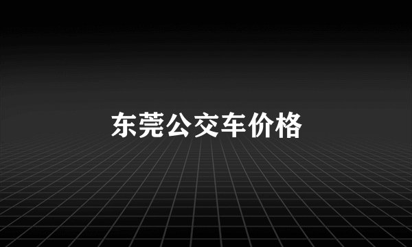 东莞公交车价格