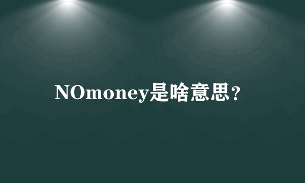 NOmoney是啥意思？