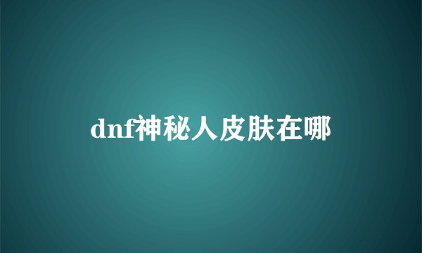 dnf神秘人皮肤在哪