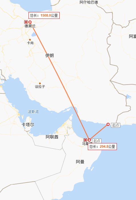 伊朗距离阿曼多少公里？