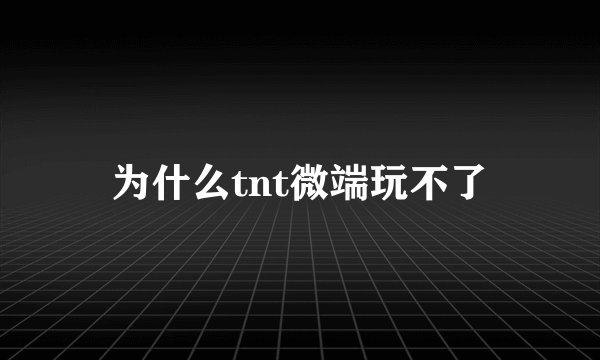 为什么tnt微端玩不了