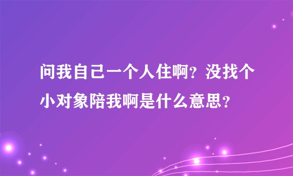 问我自己一个人住啊？没找个小对象陪我啊是什么意思？