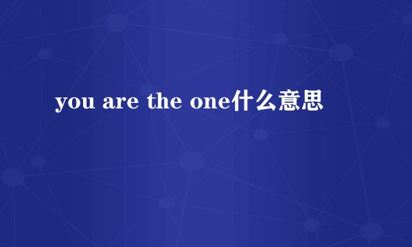 you are the one什么意思