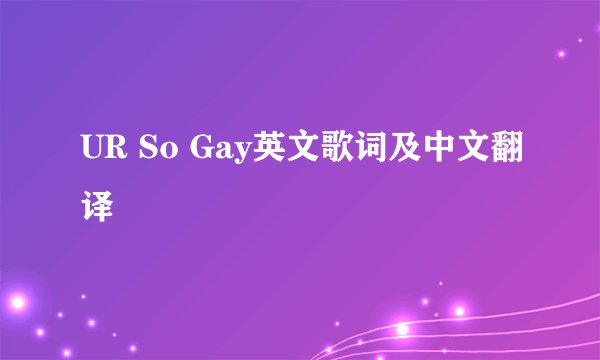 UR So Gay英文歌词及中文翻译