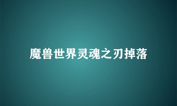 魔兽世界灵魂之刃掉落