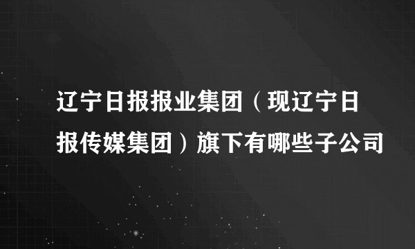 辽宁日报报业集团（现辽宁日报传媒集团）旗下有哪些子公司