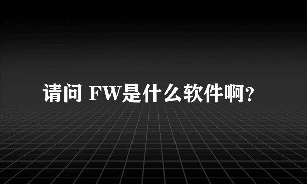 请问 FW是什么软件啊？