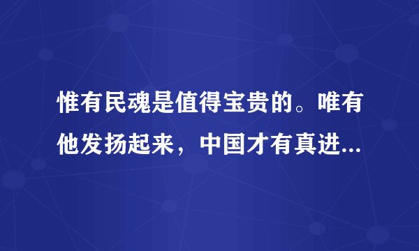 惟有民魂是值得宝贵的。唯有他发扬起来，中国才有真进步。——鲁迅 鲁迅在说这句话时的背景！！！
