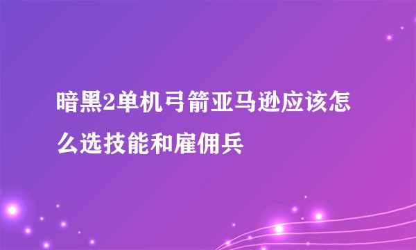 暗黑2单机弓箭亚马逊应该怎么选技能和雇佣兵
