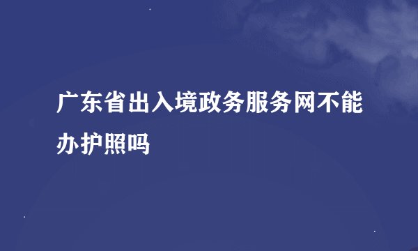 广东省出入境政务服务网不能办护照吗