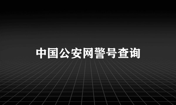 中国公安网警号查询