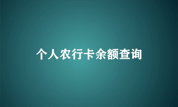 个人农行卡余额查询