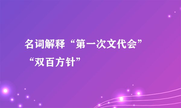名词解释“第一次文代会”  “双百方针”