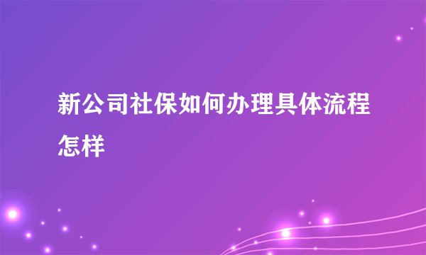 新公司社保如何办理具体流程怎样