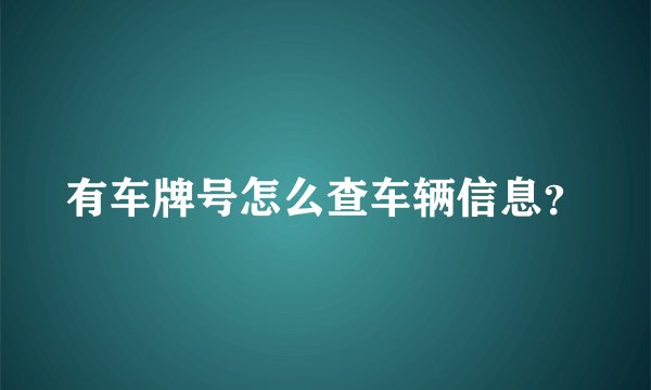 有车牌号怎么查车辆信息？