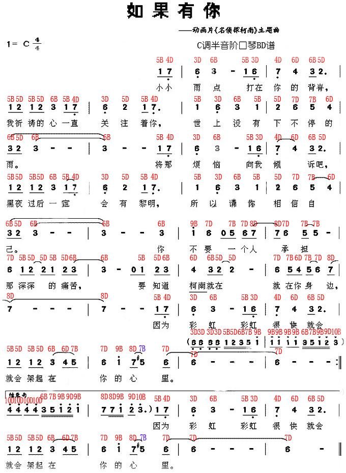 名侦探柯南，主题曲简谱。