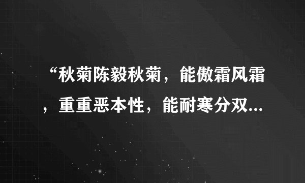 “秋菊陈毅秋菊，能傲霜风霜，重重恶本性，能耐寒分双旗“全诗的意思是什么？