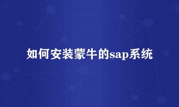 如何安装蒙牛的sap系统