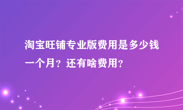 淘宝旺铺专业版费用是多少钱一个月？还有啥费用？