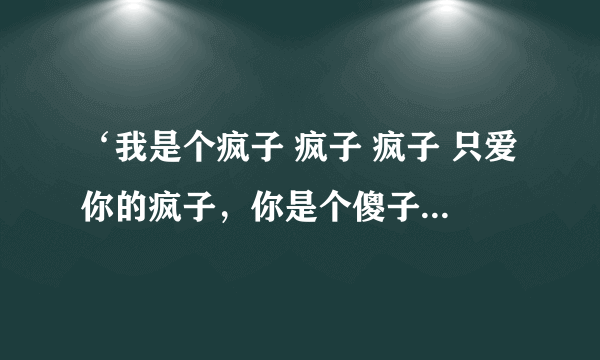 ‘我是个疯子 疯子 疯子 只爱你的疯子，你是个傻子 傻子 傻子…’这句歌词是哪首歌里的？