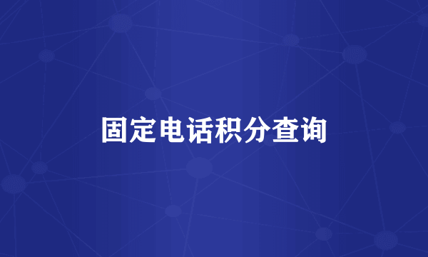 固定电话积分查询