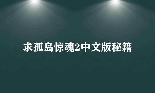 求孤岛惊魂2中文版秘籍