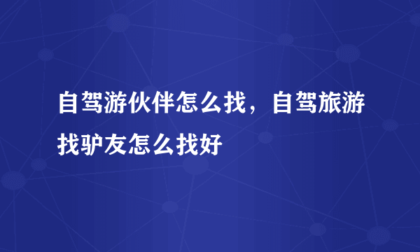 自驾游伙伴怎么找，自驾旅游找驴友怎么找好