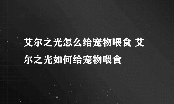 艾尔之光怎么给宠物喂食 艾尔之光如何给宠物喂食