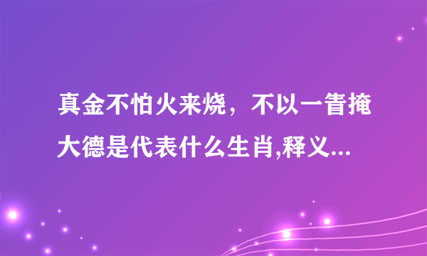 真金不怕火来烧，不以一眚掩大德是代表什么生肖,释义解释落实