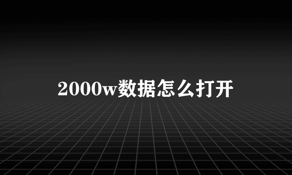 2000w数据怎么打开