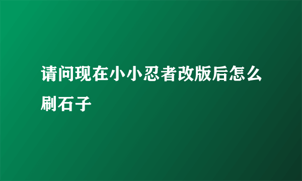 请问现在小小忍者改版后怎么刷石子