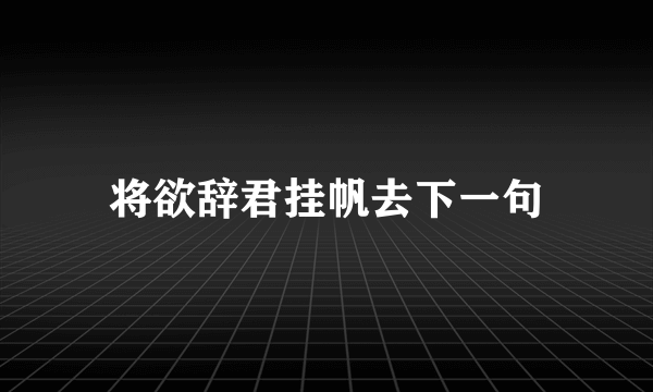 将欲辞君挂帆去下一句