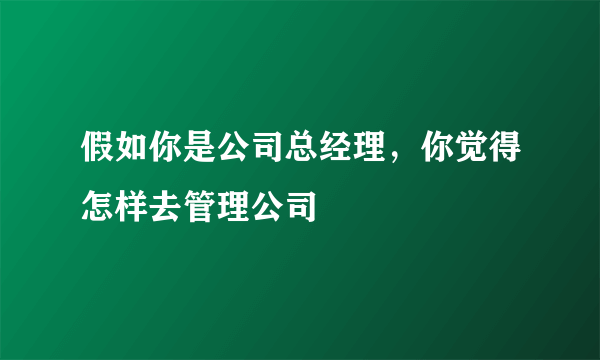 假如你是公司总经理，你觉得怎样去管理公司