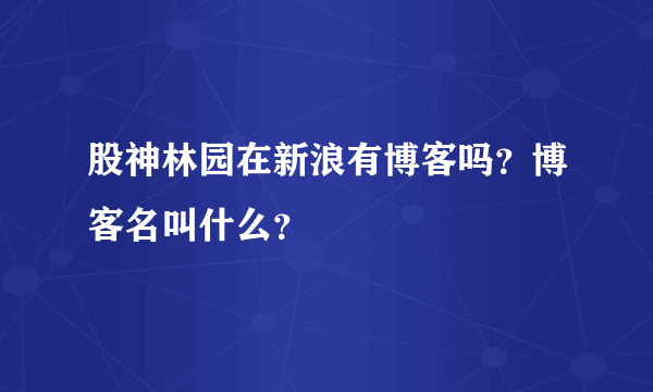 股神林园在新浪有博客吗？博客名叫什么？
