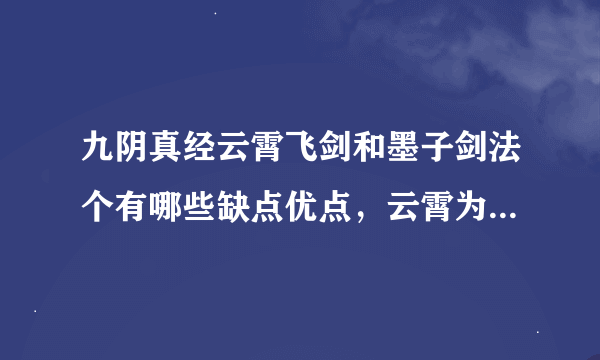 九阴真经云霄飞剑和墨子剑法个有哪些缺点优点，云霄为什么会比墨子便宜？