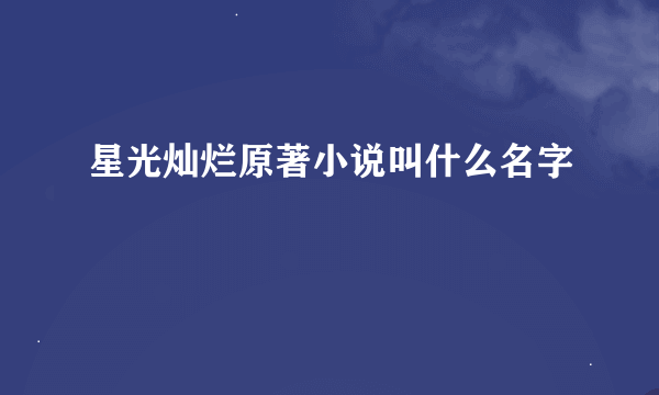 星光灿烂原著小说叫什么名字