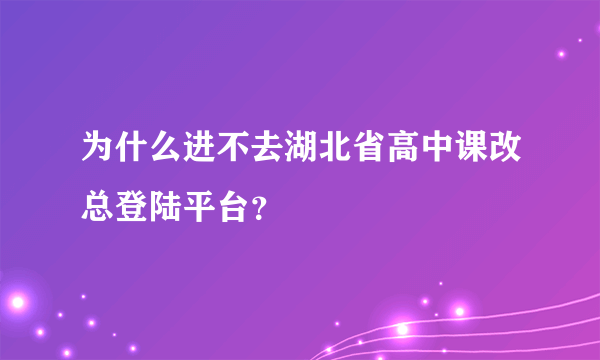 为什么进不去湖北省高中课改总登陆平台？