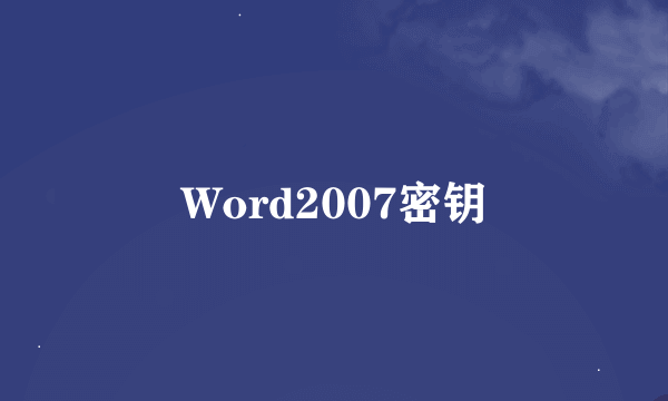 Word2007密钥