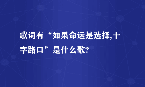 歌词有“如果命运是选择,十字路口”是什么歌?
