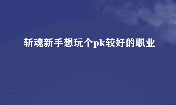 斩魂新手想玩个pk较好的职业