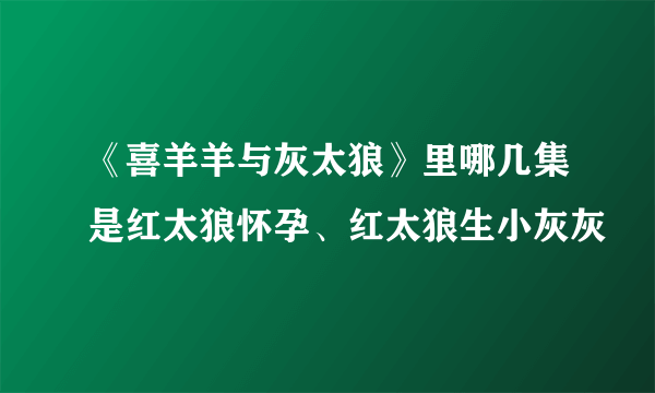 《喜羊羊与灰太狼》里哪几集是红太狼怀孕、红太狼生小灰灰