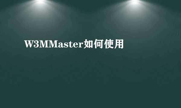 W3MMaster如何使用