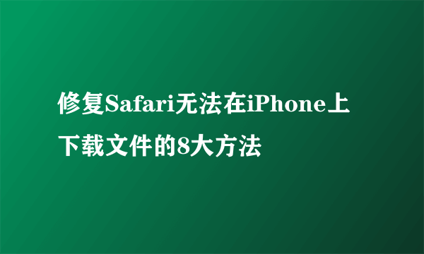 修复Safari无法在iPhone上下载文件的8大方法