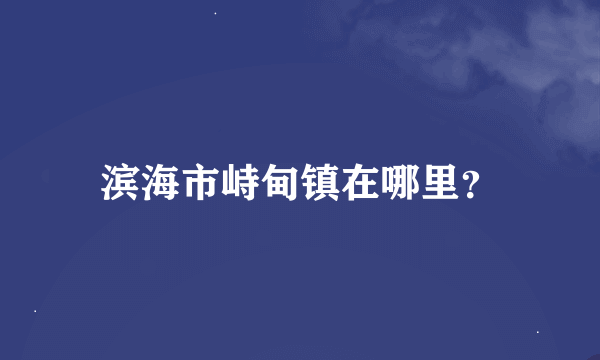 滨海市峙甸镇在哪里？