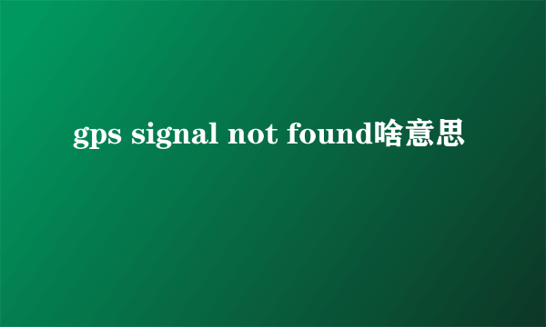 gps signal not found啥意思